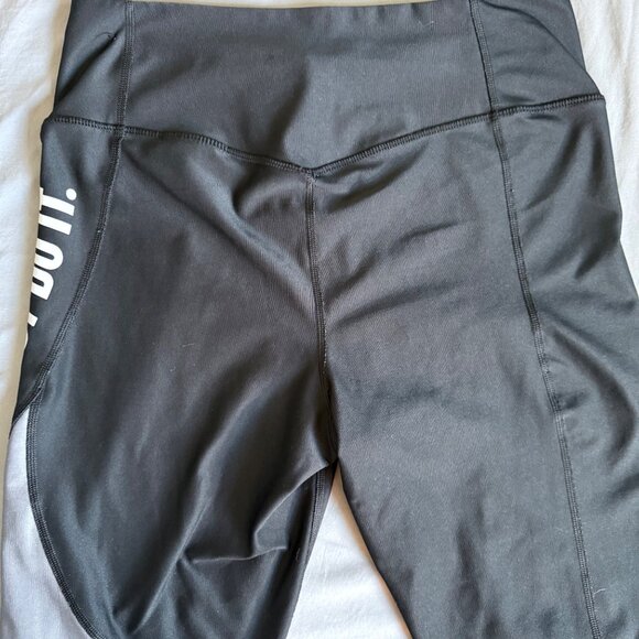LARGE Womens Nike Power Team Victory Just Do It Black Gray Leggings - Picture 10 of 11